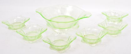COLLECTION OF EARLY 20TH CENTURY DECORATIVE URANIUM GLASS