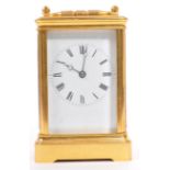 FRENCH GOLD CARRIAGE CLOCK ENAMEL DIAL ROMAN NUMERALS