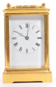 FRENCH GOLD CARRIAGE CLOCK ENAMEL DIAL ROMAN NUMERALS