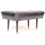 RETRO MID CENTURY BLACK VINYL UPHOLSTERED FOOTSTOOL