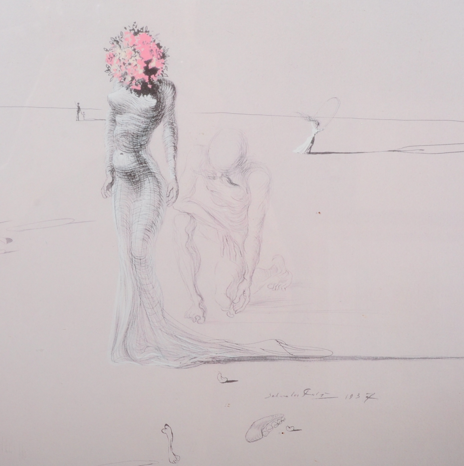 CONTEMPORARY WOMAN WITH FLOWER HEAD SALVADOR DALI PRINT - Image 2 of 5