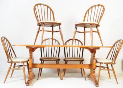 VINTAGE SET OF SIX HOOP BACK CHAIRS & TABLE BY LUCIAN ERCOLANI