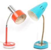 TWO RETRO MID 20TH CENTURY PIFCO TABLE TOP DESK LAMPS