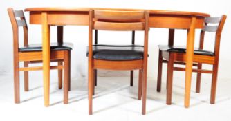 JS-S - TEAK WOODEN DINING TABLE WITH SIX TEAK & VINYL CHAIRS