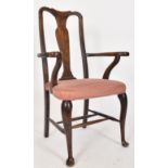QUEEN ANNE REVIVAL MAHOGANY DESK OFFICE ARM CHAIR