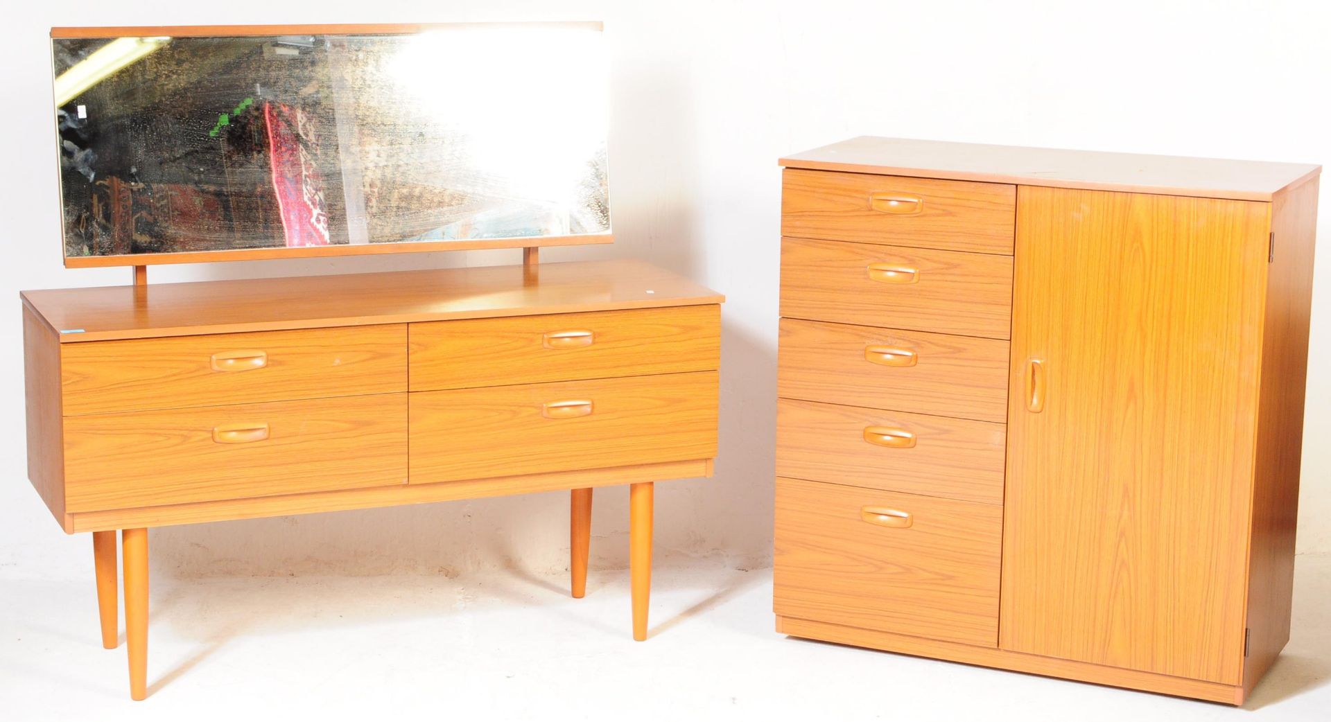 SCHREIBER FURNITURE - TEAK VENEER DRESSING TABLE & CUPBOARD - Image 2 of 11