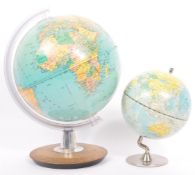 TWO RETRO 20TH CENTURY TABLETOP - DESK TOP GLOBES