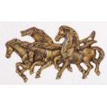 CONTEMPORARY CAST METAL WALL HANGING PLAQUE OF HORSES