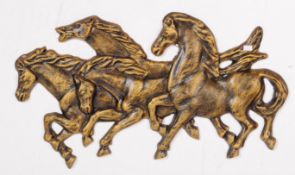 CONTEMPORARY CAST METAL WALL HANGING PLAQUE OF HORSES