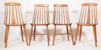 SET OF FOUR VINTAGE 20TH CENTURY SPINDLE BACK CHAIRS