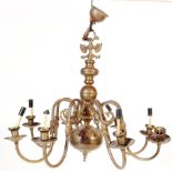 20TH CENTURY GILT BRASS EIGHT BRANCH CHANDELIER