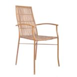 RETRO CIRCA 1970S BAMBOO WICKER & METAL GARDEN ARMCHAIR