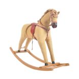 VINTAGE MID 20TH CENTURY CHILD'S FABRIC MANE ROCKING HORSE