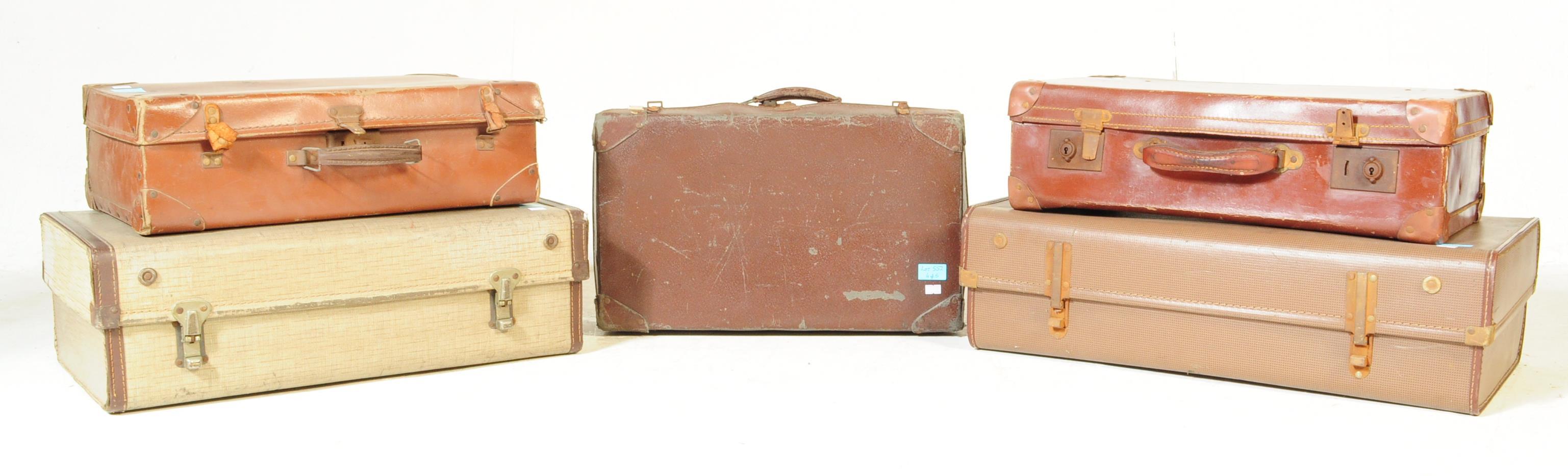 COLLECTION OF FIVE VINTAGE TRAVEL TRUNKS CHEST SUITCASES