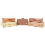COLLECTION OF FIVE VINTAGE TRAVEL TRUNKS CHEST SUITCASES
