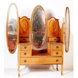 EDWARDIAN MAHOGANY INLAID DRESSING TABLE & WASHSTAND