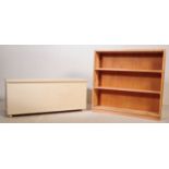 20TH CENTURY BLANKET BOX AND PINE BOOKCASE