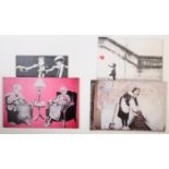 COLLECTION OF FOUR BANKSY PRINTS ON CANVASES