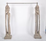 LARGE PAIR OF INTERIOR DESIGN CARVED WOOD STATUES