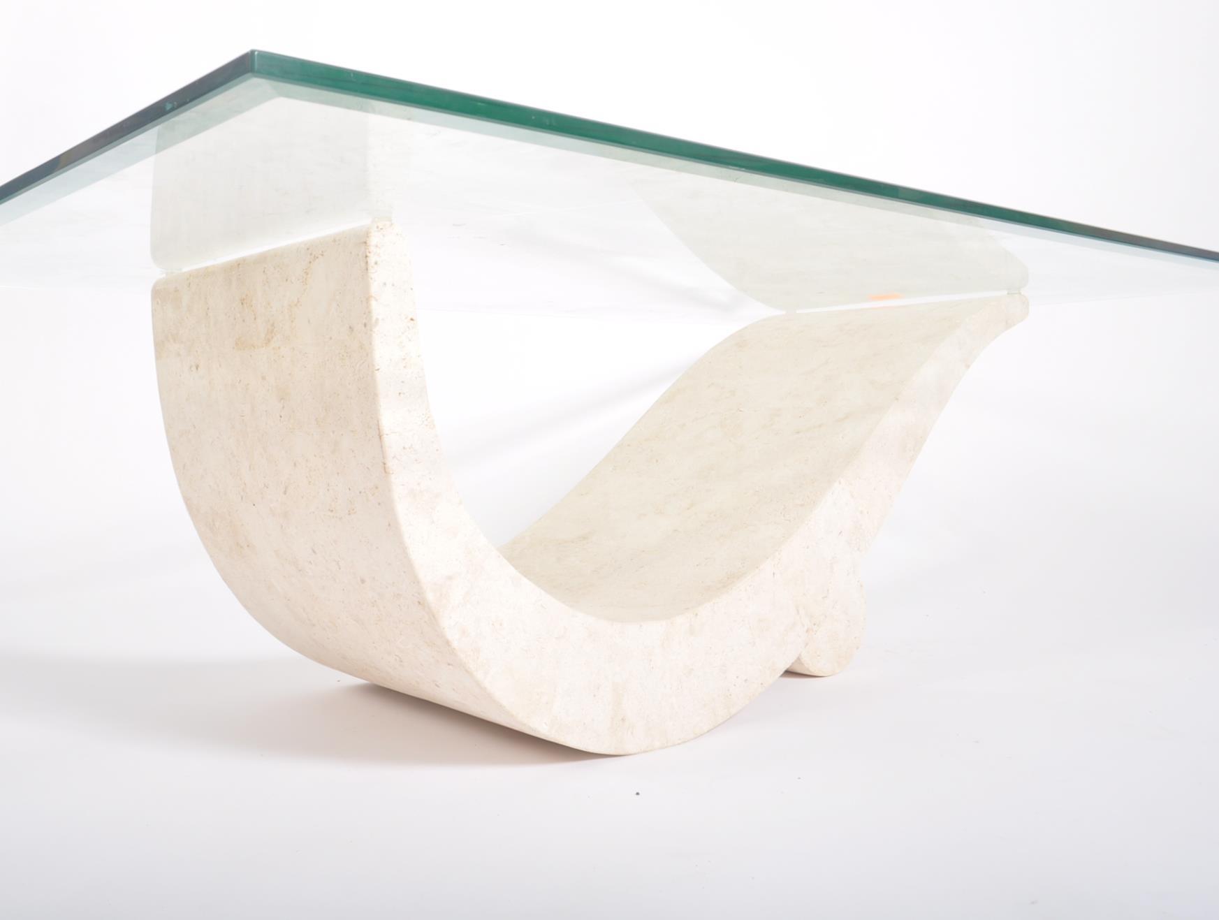 CONTEMPORARY ITALIAN DESIGN COMPOSITE & GLASS LOW TABLE - Image 2 of 7