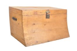 VICTORIAN PINE SLOPE FRONTED BLANKET BOX - TRUNK CHEST