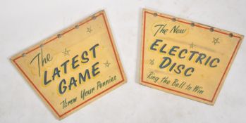 TWO VINTAGE 20TH CENTURY PAINTED WOODEN FAIRGROUND SIGNS