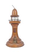RETRO VINTAGE CONTINENTAL TEAK LIGHTHOUSE SHAPED DESK LAMP