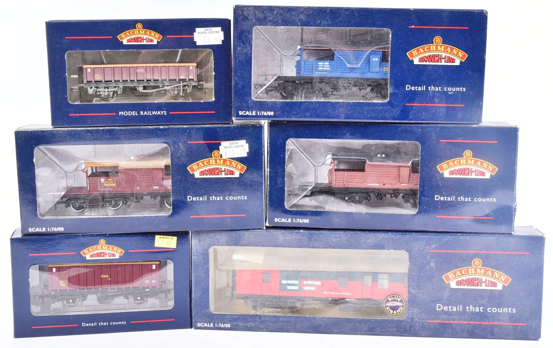 COLLECTION OF VINTAGE BACHMANN BRANCH-LINE OO GAUGE MODEL RAILWAY WAGONS AND BRAKE VANS
