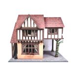 DOLL HOUSE - X2 STOREY WOODEN DOLLS HOUSE WITH FURNITURE