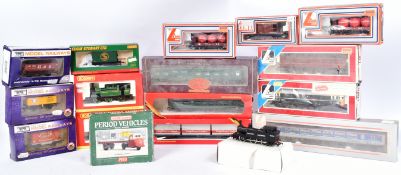 COLLECTION OF ASSORTED OO GAUGE MODEL RAILWAY LOCOMOTIVES WAGONS AND COACHES