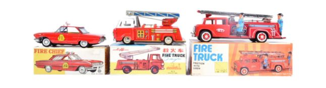 TINPLATE TOYS - THREE FRICTION POWERED TOYS OF FIRE BRIGADE INTEREST