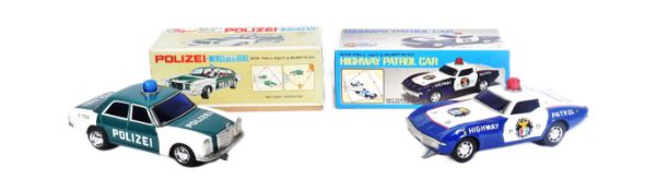 TINPLATE TOYS - VINTAGE JAPANESE BATTERY OPERATED POLICE CARS