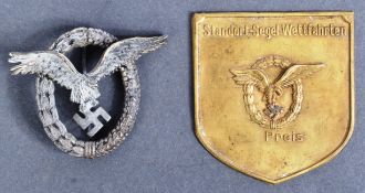 WWII SECOND WORLD WAR GERMAN LUFTWAFFE PILOTS BADGE & SHIELD