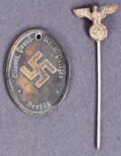 WWII SECOND WORLD WAR GERMAN GESTAPO ID DISK & STICK PIN