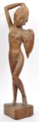 20TH CENTURY ASIAN CARVED FRUITWOOD NUDE STUDY FIGURE