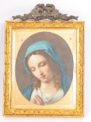 20TH CENTURY MINIATURE FRAMED PRINT OF WITH VIRGIN MARY