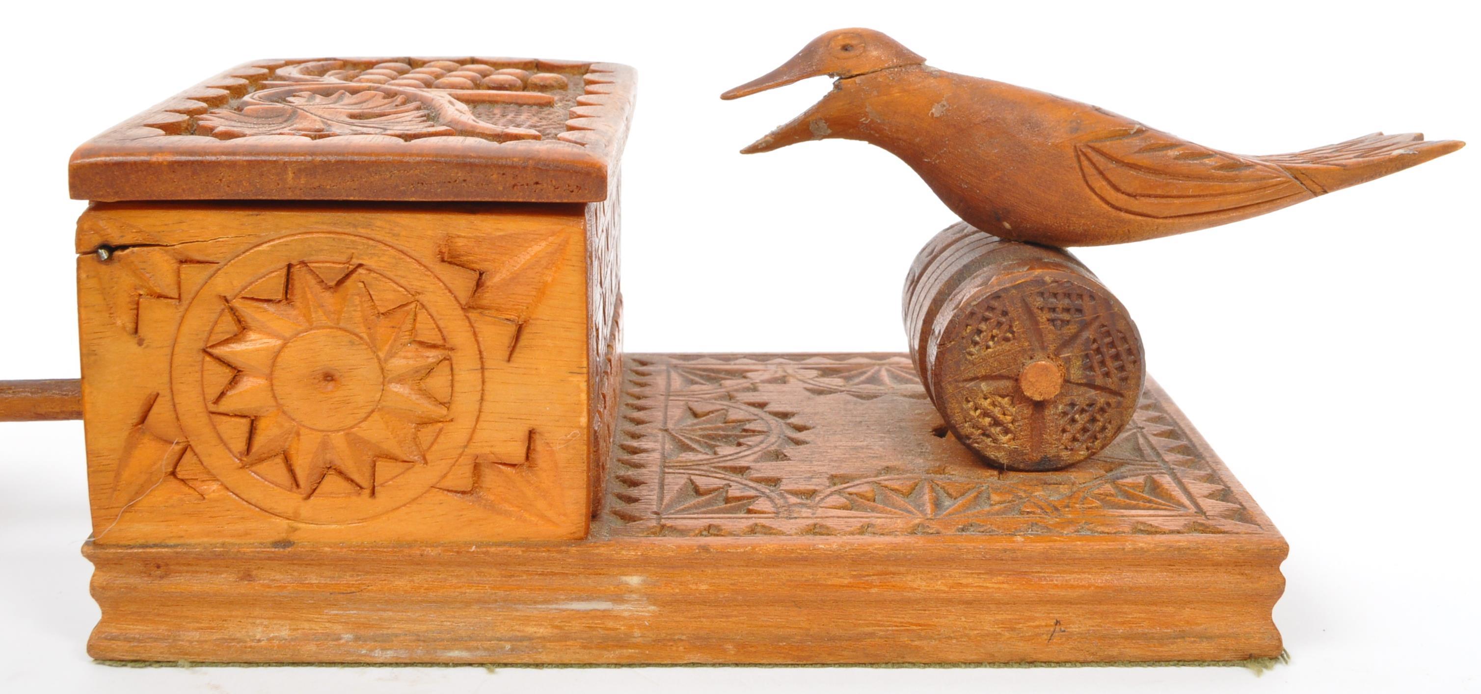 FOUR CARVED & INLAID BOXES & CIGARETTE DISPENSERS - Image 5 of 8