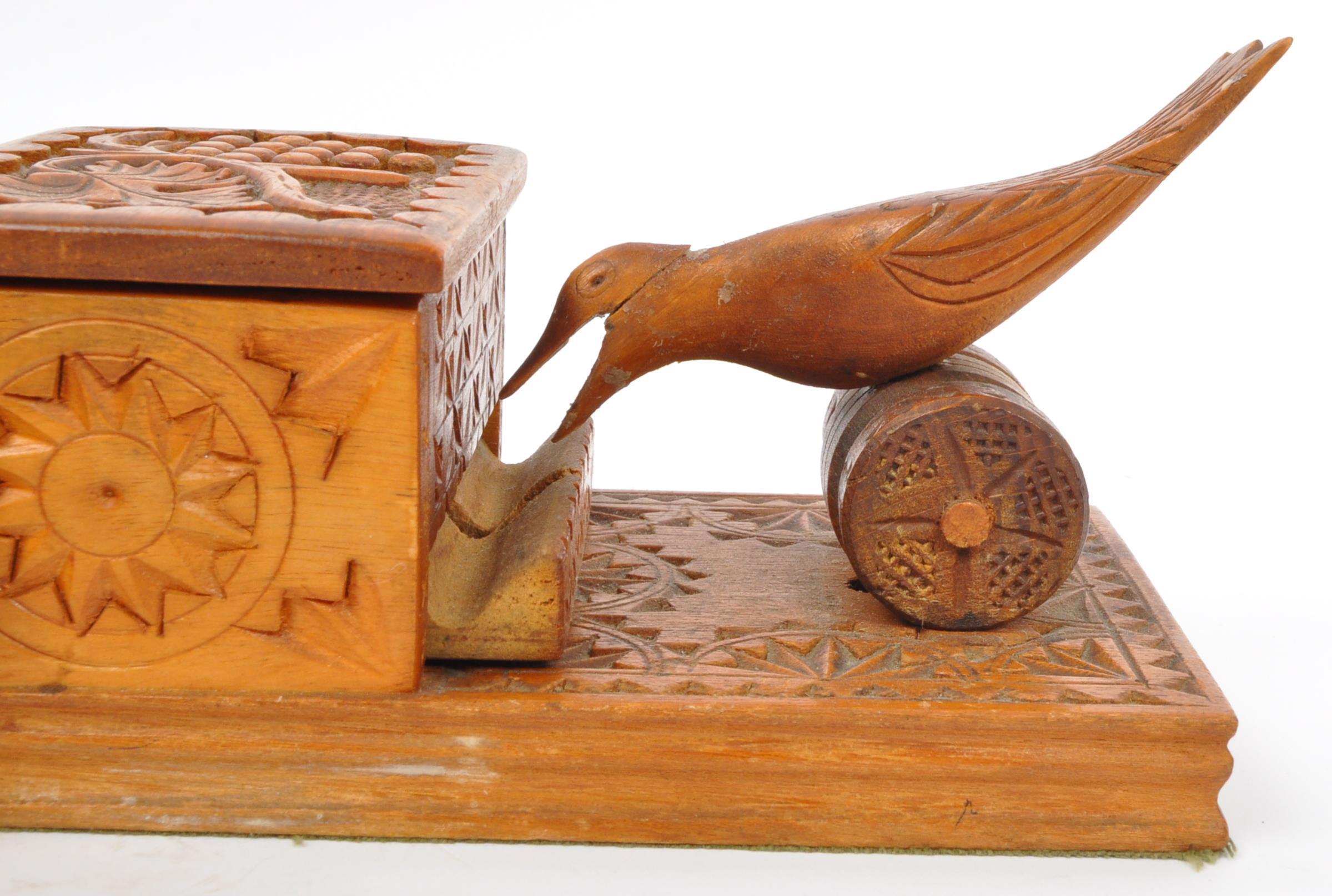 FOUR CARVED & INLAID BOXES & CIGARETTE DISPENSERS - Image 6 of 8