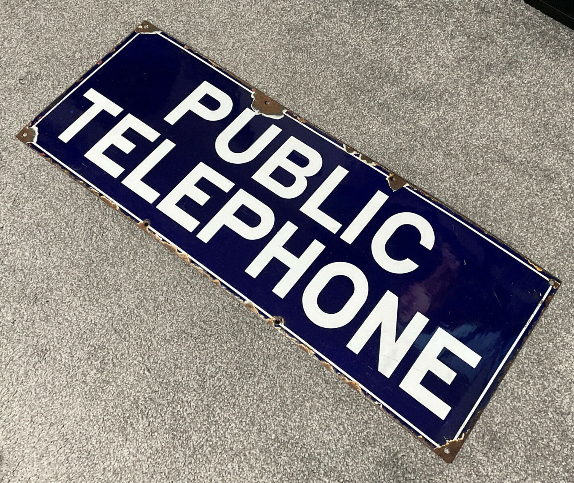 LARGE EARLY 20TH CENTURY ADVERTISING ENAMEL TELEPHONE SIGN - Image 2 of 6