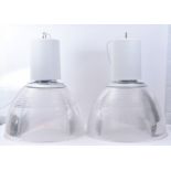 PAIR OF RETRO HOLOPHANE & METAL INDUSTRIAL CEILING LIGHTS