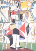 AFTER PABLO PICASSO - SEATED WOMAN IN GARDEN - ORIGINAL PRINT