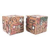 SHELDON ROSE - 1968 ALPHA-NUMERIC CAST METAL BOOKENDS