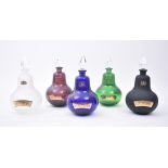 5 20TH CENTURY COLOURED GLASS PHARMACY BOTTLES / CARBOYS