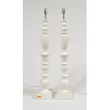 PAIR OF TALL CONTEMPORARY DESIGNER WHITE DESK LAMPS