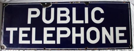LARGE EARLY 20TH CENTURY ADVERTISING ENAMEL TELEPHONE SIGN