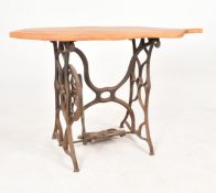 VINTAGE 20TH CENTURY CONVERTED ELM TOPPED SEWING TABLE