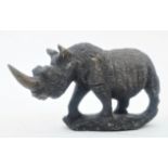 VINTAGE HEAVILY CARVED SOAPSTONE FIGURE OF A RHINO