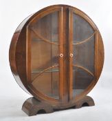 1930S ART DECO WALNUT CHINA DISPLAY CABINET VITRINE