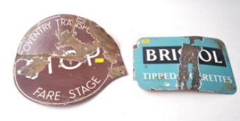 BRISTOL TIPPED / KINGSWAY- MID CENTURY ENAMEL SIGN
