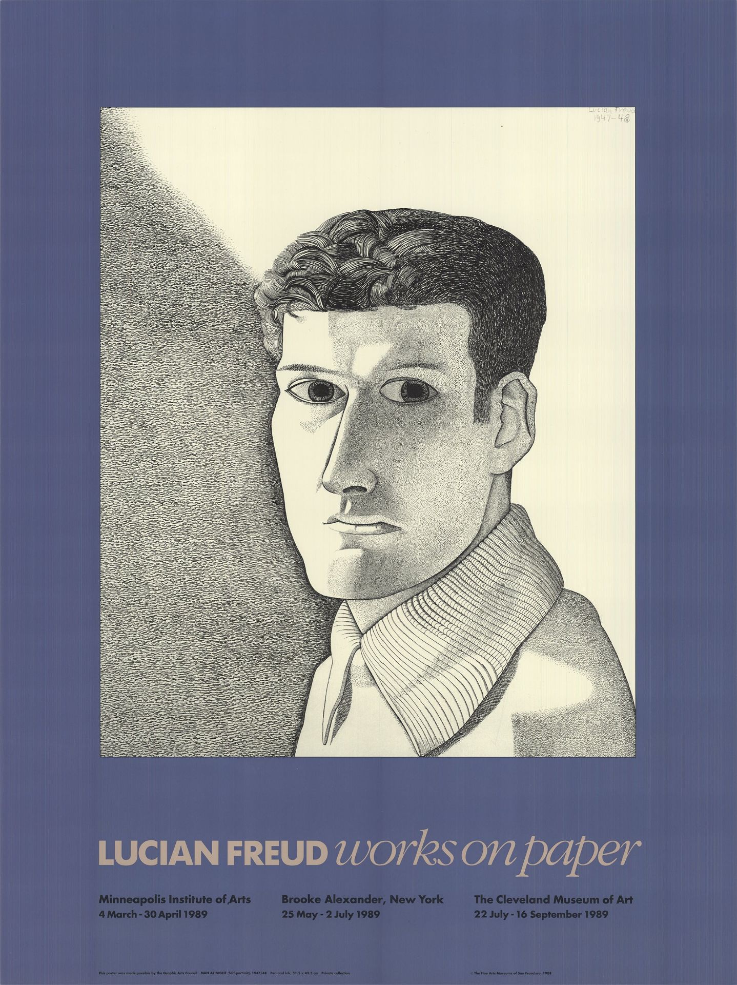 LUCIEN FREUD - MAN AT NIGHT - SELF PORTRAIT - EXHIBITION POSTER